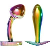 „Metal Butt Plug Set in Rainbow Colours“ mit 2 verschiedenen Analplugs