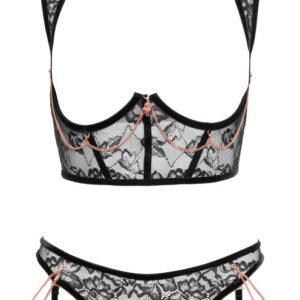 2-teiliges Ouvert-Set aus Spitze und Samt