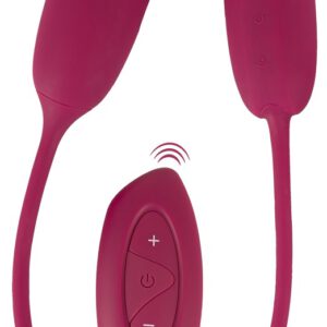 Doppel-Vibrobullet „RC Shaking & Vibrating Love Egg Duo“ verbunden mit 31-cm-Silikonband
