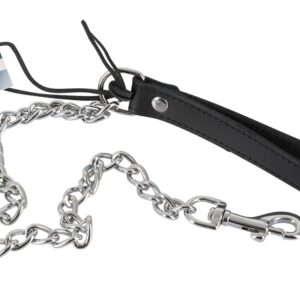 Leine mit Metallkette, Leder-Halteschlaufe und Karabiner