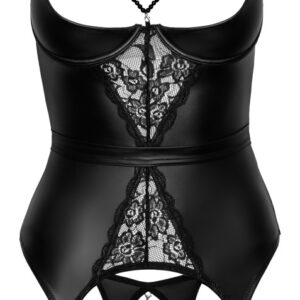 Strapshemd plus String ouvert, edler Mattlook mit Spitzeneinsätzen vorne